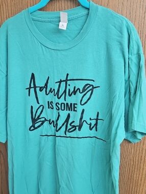 Tultex Turquoise Short Sleeve Tee with Black Script